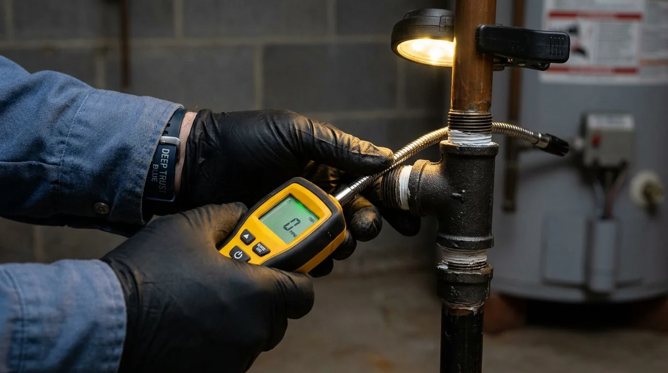 Gas leak detection with electronic sniffer by Johns Plumbing LLC in Deer Park