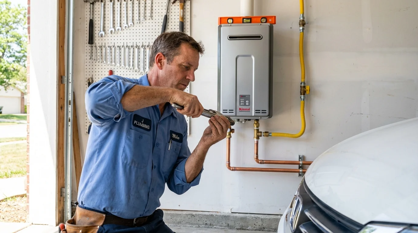 Tankless water heater installation by a Johns Plumbing LLC plumber in Deer Park